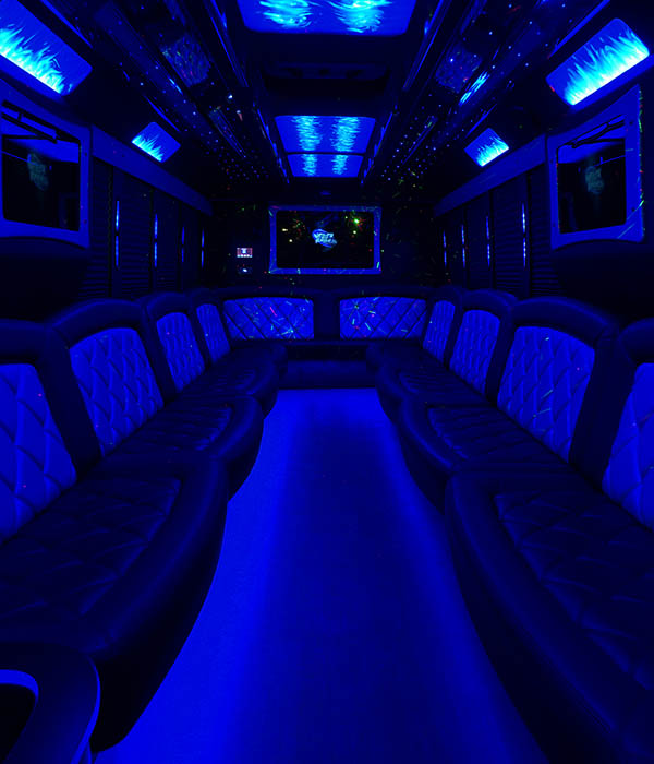 Bachelorette party bus with TVs